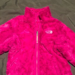 Girls North Face pink jacket reversible size 10-12